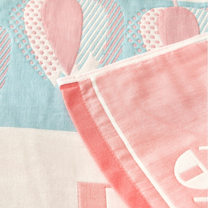 91家纺网 家纺一手货源 找家纺 朴尔家纺新款全棉四层纱布休闲枕巾53*78cm罗曼蒂克-粉