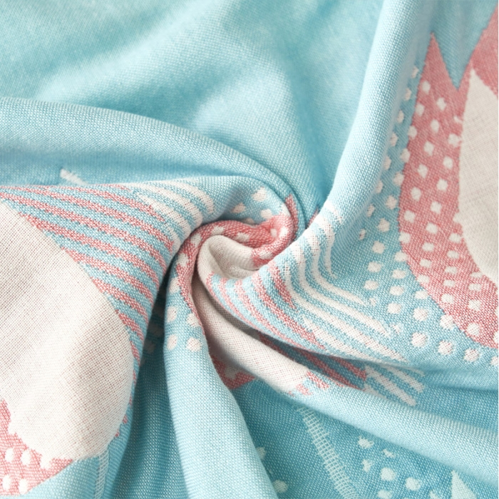 91家纺网 家纺一手货源 找家纺 朴尔家纺新款全棉四层纱布休闲枕巾53*78cm罗曼蒂克-蓝