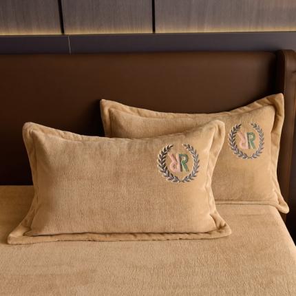 91家纺网 家纺一手货源 找家纺 笙意 新款牛奶绒单枕套（一对装）  双R-卡其