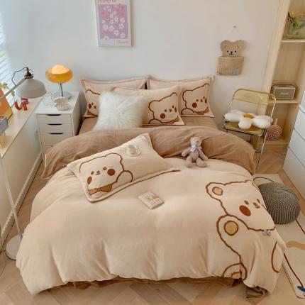 91家纺网 家纺一手货源 找家纺 （总）蜜柚 2024新款直播牛奶绒四件套卡通毛巾绣宝宝法莱绒