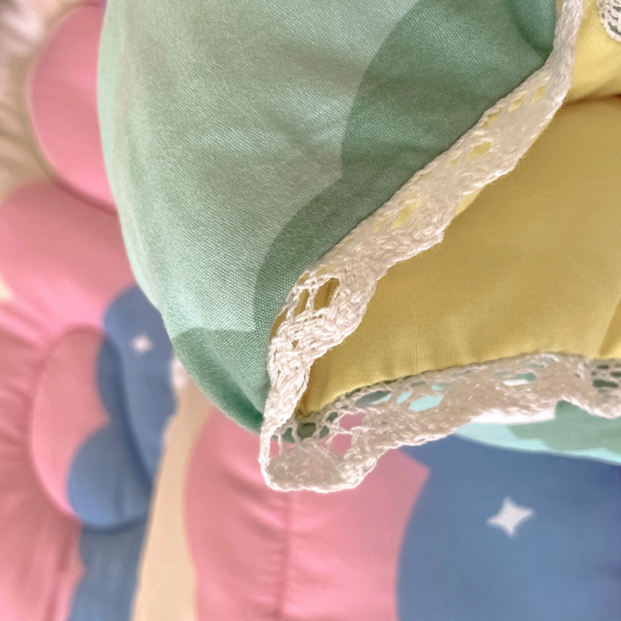 91家纺网 家纺一手货源 找家纺 慕尚家纺 2022新款水洗棉小花边冬被 彩虹云