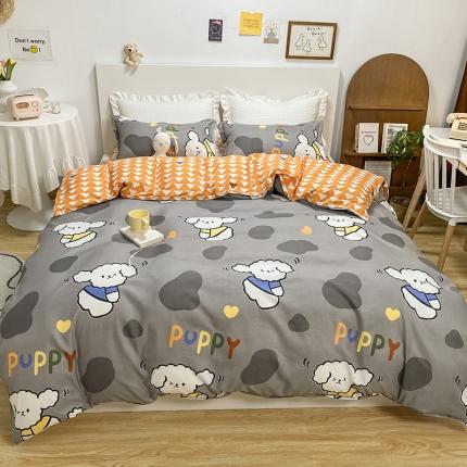 91家纺网 家纺一手货源 找家纺 妖妖家纺 2021新款芦荟棉印花四件套 迷彩狗狗