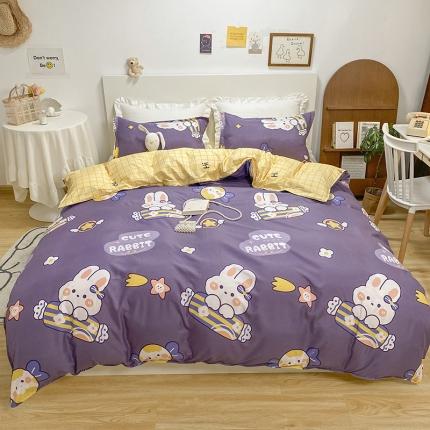 91家纺网 家纺一手货源 找家纺 妖妖家纺 2021新款芦荟棉印花四件套 元气奶兔