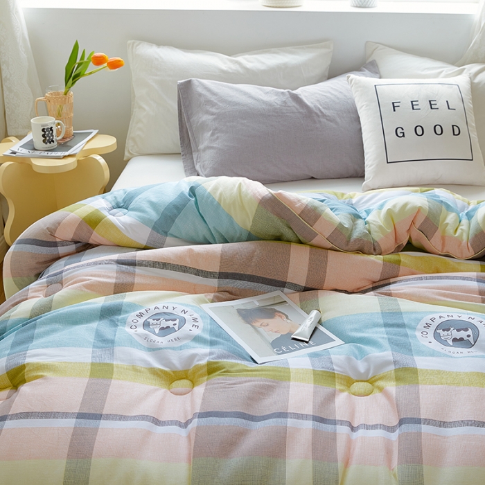 91家纺网 家纺一手货源 找家纺 VIP被业 2021新款全棉冬被 彩格