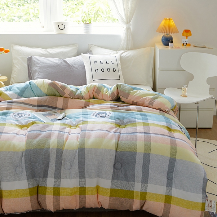 91家纺网 家纺一手货源 找家纺 VIP被业 2021新款全棉冬被 彩格