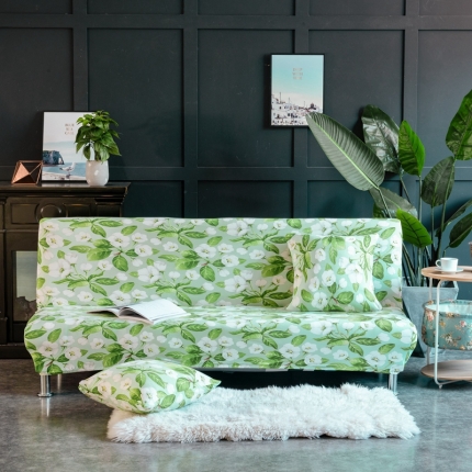 91家纺网 家纺一手货源 找家纺 弹力印花无扶手沙发床套 弹性双人沙发套子 防尘沙发罩
