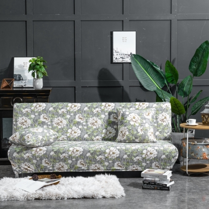 91家纺网 家纺一手货源 找家纺 弹力印花无扶手沙发床套 弹性双人沙发套子 防尘沙发罩