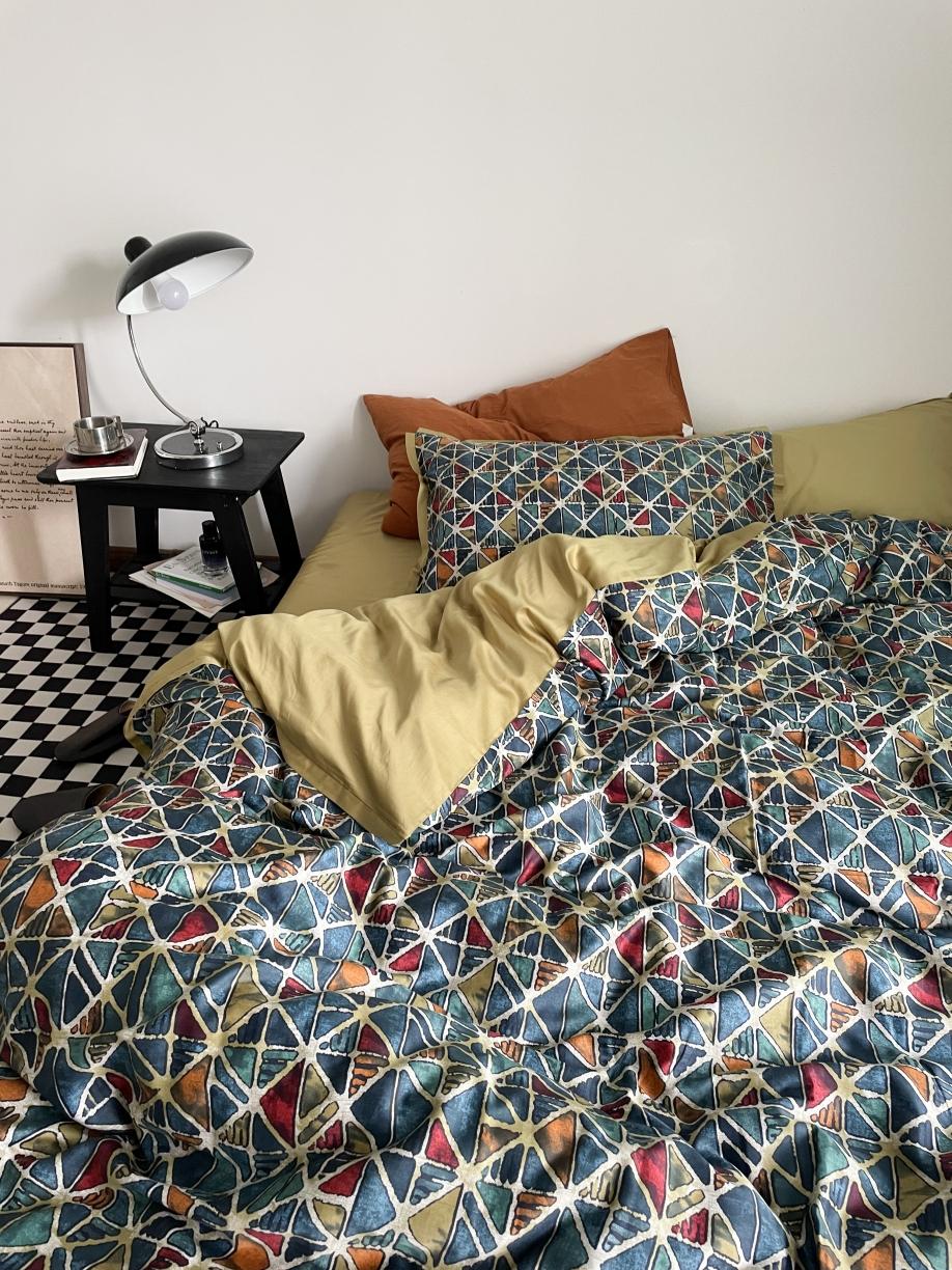 91家纺网 家纺一手货源 找家纺 （总）恋恋三季 2021 秋冬新品60支长绒棉贡缎四件套