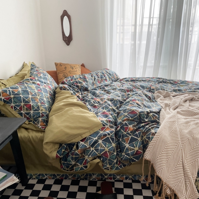 91家纺网 家纺一手货源 找家纺 恋恋三季 2021 秋冬新品60支长绒棉贡缎四件套 格琳