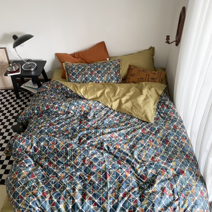 91家纺网 家纺一手货源 找家纺 恋恋三季 2021 秋冬新品60支长绒棉贡缎四件套 格琳