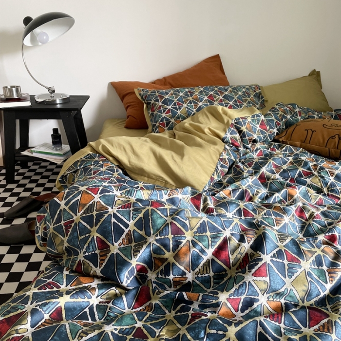 91家纺网 家纺一手货源 找家纺 恋恋三季 2021 秋冬新品60支长绒棉贡缎四件套 格琳