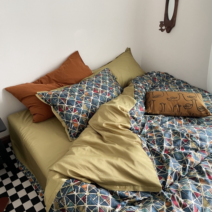 91家纺网 家纺一手货源 找家纺 恋恋三季 2021 秋冬新品60支长绒棉贡缎四件套 格琳