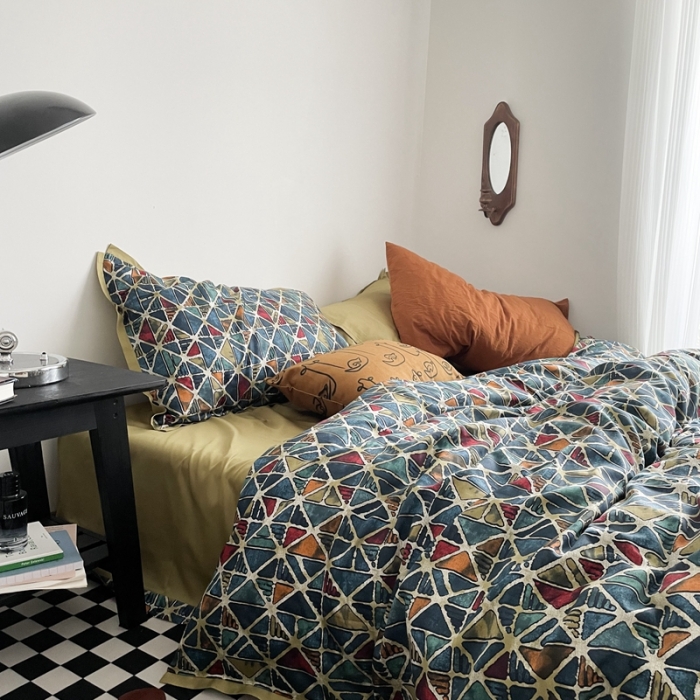 91家纺网 家纺一手货源 找家纺 恋恋三季 2021 秋冬新品60支长绒棉贡缎四件套 格琳