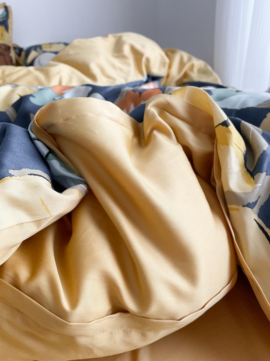 91家纺网 家纺一手货源 找家纺 恋恋三季 2021 秋冬新品60支长绒棉贡缎四件套诗妍-湖蓝