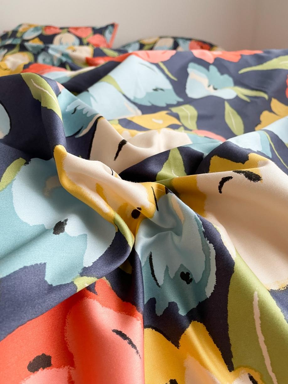 91家纺网 家纺一手货源 找家纺 恋恋三季 2021 秋冬新品60支长绒棉贡缎四件套诗妍-深蓝