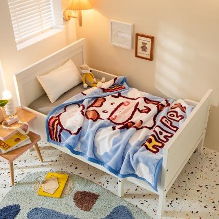 儿童双层云毯大版花 happy牛仔