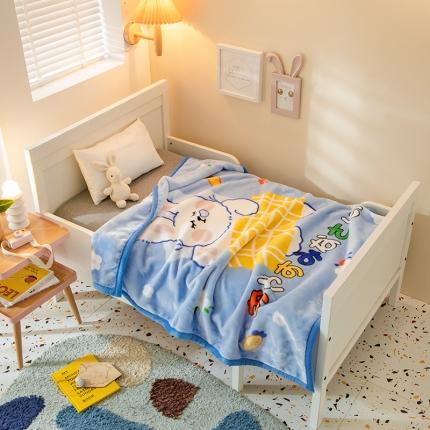 儿童双层云毯大版花 酣睡小兔