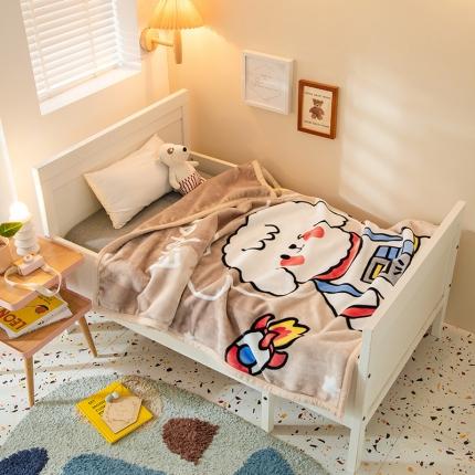 儿童双层云毯大版花 航天奶羊-咖