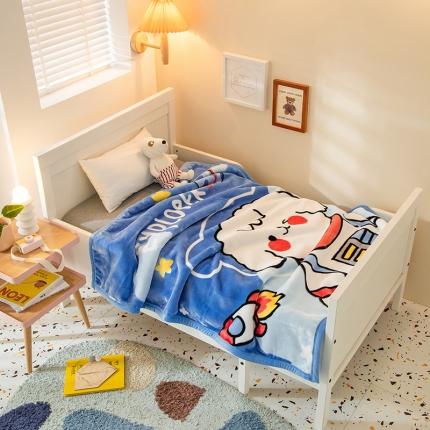 儿童双层云毯大版花 航天奶羊-蓝