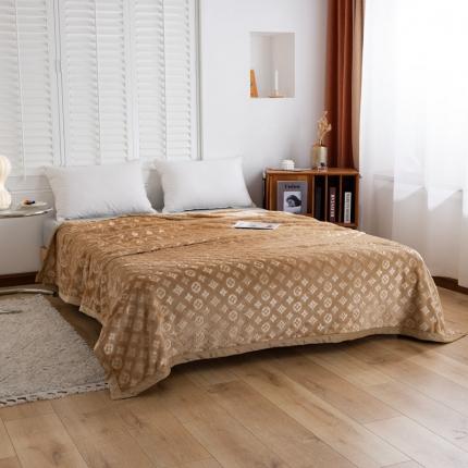 91家纺网 家纺一手货源 找家纺 （总）来菲毛毯 2025新款400克3D压花立体毛毯纯色LOGO毯子绒毯加厚保暖