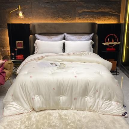 91家纺网 家纺一手货源 找家纺 匠心 2021新款婚庆大豆纤维被 幸福约定白色