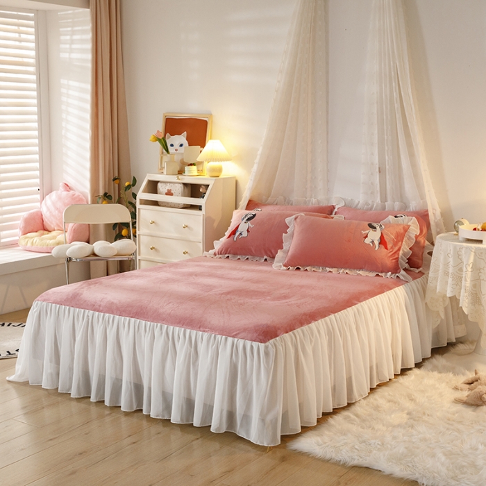 91家纺网 家纺一手货源 找家纺 （总）纽缦 2021新款韩版水晶绒床裙四件套