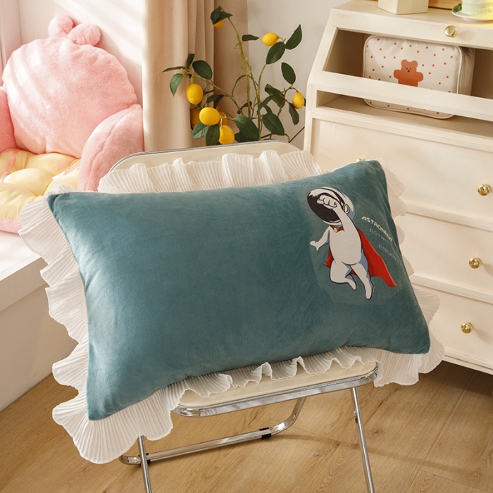 91家纺网 家纺一手货源 找家纺 纽缦 2021新款韩版水晶绒床裙四件套 超人-浅绿粉