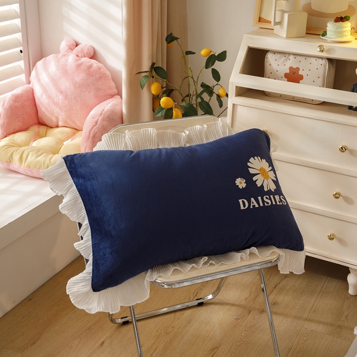 91家纺网 家纺一手货源 找家纺 纽缦 2021新款韩版水晶绒床裙四件套 萌熊-宝蓝灰