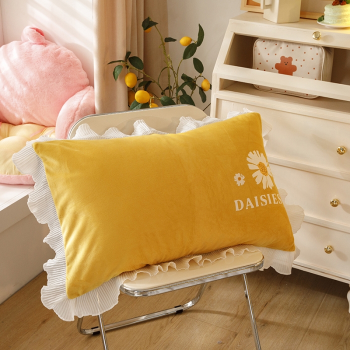 91家纺网 家纺一手货源 找家纺 纽缦 2021新款韩版水晶绒床裙四件套 萌熊-姜黄灰