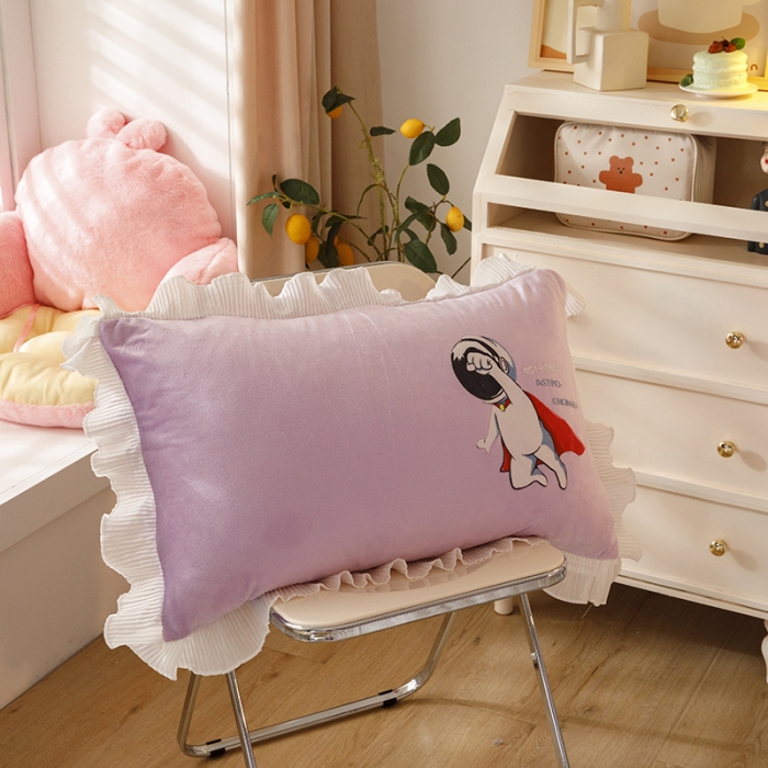 91家纺网 家纺一手货源 找家纺 纽缦 2021新款韩版水晶绒床裙四件套 萌熊-深浅紫