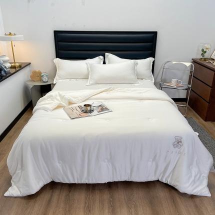 91家纺网 家纺一手货源 找家纺 桂雅居 2021新款春秋被实拍U贝珍珠鲜豆蛋白有机大豆被 本白