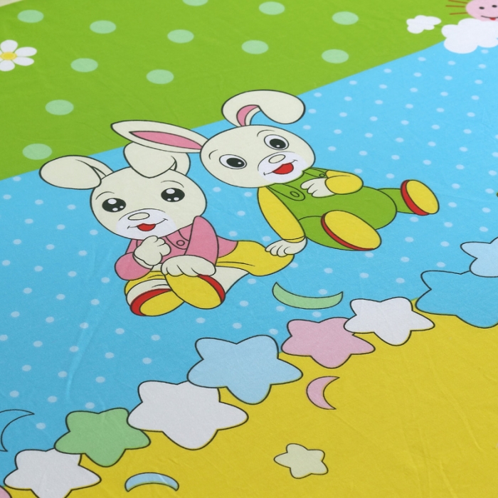 91家纺网 家纺一手货源 找家纺 雨萝家纺 2021新款全棉印花床笠 星月兔