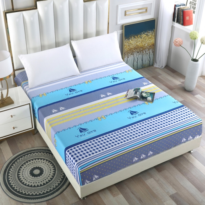 91家纺网 家纺一手货源 找家纺 雨萝家纺 2021新款全棉印花床笠 扬帆起航