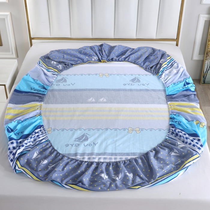 91家纺网 家纺一手货源 找家纺 雨萝家纺 2021新款全棉印花床笠 扬帆起航