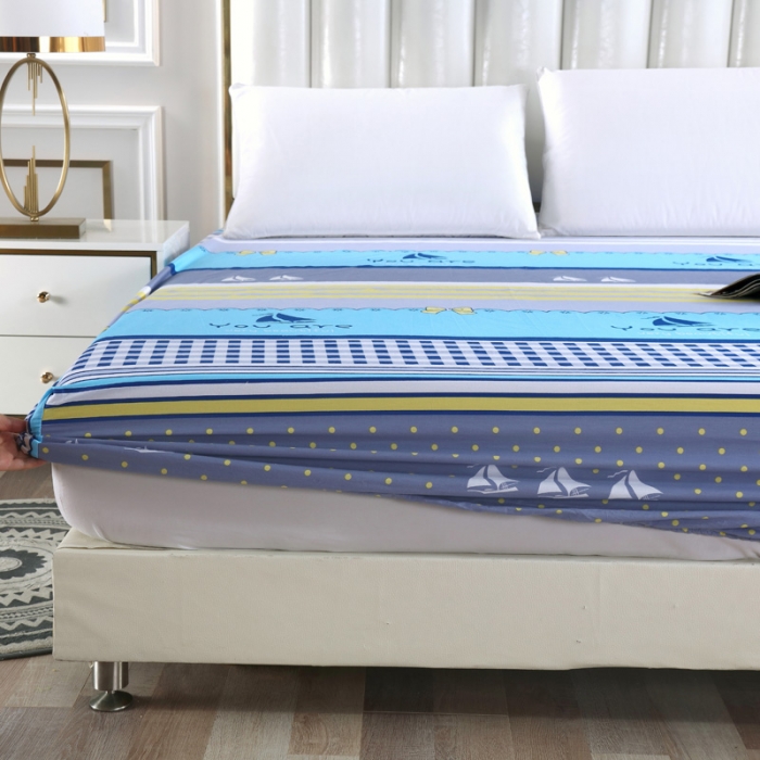 91家纺网 家纺一手货源 找家纺 雨萝家纺 2021新款全棉印花床笠 扬帆起航