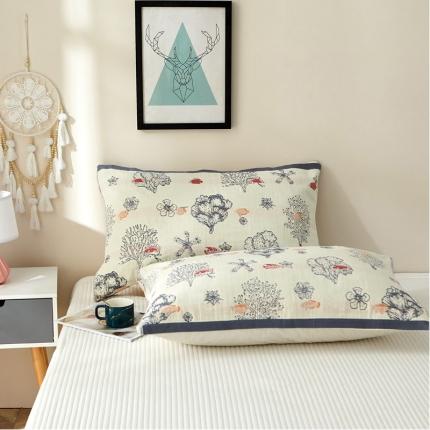 91家纺网 家纺一手货源 找家纺 （总）朴尔家纺2021新款素雅系列四层纱布枕巾52*78cm