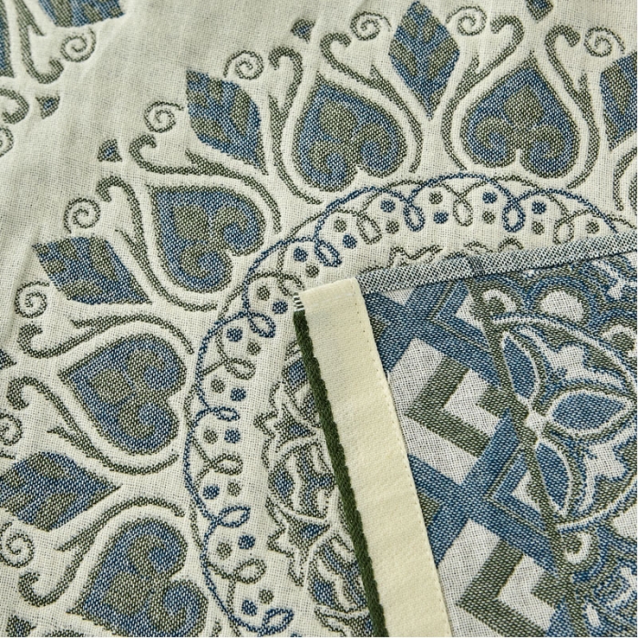 91家纺网 家纺一手货源 找家纺 朴尔家纺新款素雅系列四层纱布枕巾52*78cm 半夏桃心-绿