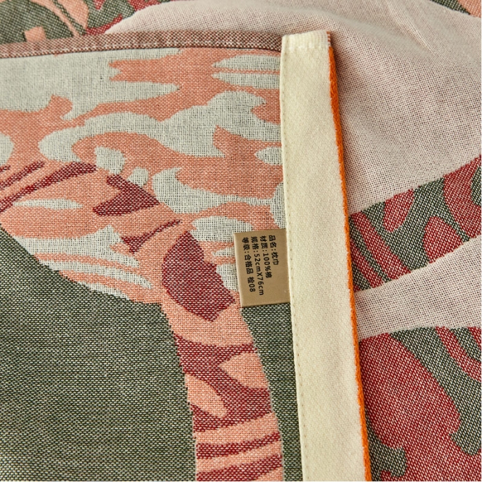 91家纺网 家纺一手货源 找家纺 朴尔家纺新款素雅系列四层纱布枕巾52*78cm 剪影-红