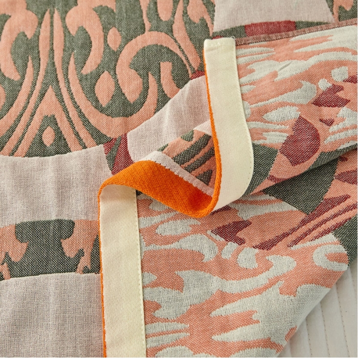 91家纺网 家纺一手货源 找家纺 朴尔家纺新款素雅系列四层纱布枕巾52*78cm 剪影-红