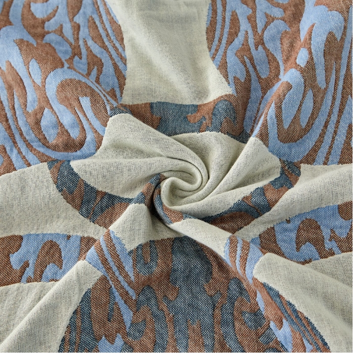 91家纺网 家纺一手货源 找家纺 朴尔家纺新款素雅系列四层纱布枕巾52*78cm 剪影-蓝