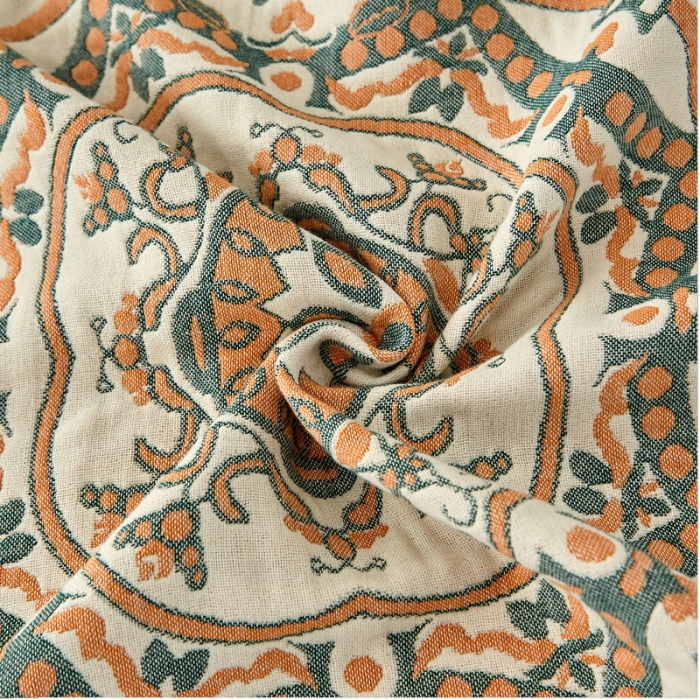 91家纺网 家纺一手货源 找家纺 朴尔家纺新款素雅系列四层纱布枕巾52*78cm 恋恋花枝-绿