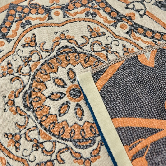 91家纺网 家纺一手货源 找家纺 朴尔家纺新款素雅系列四层纱布枕巾52*78cm 恋恋花枝-驼