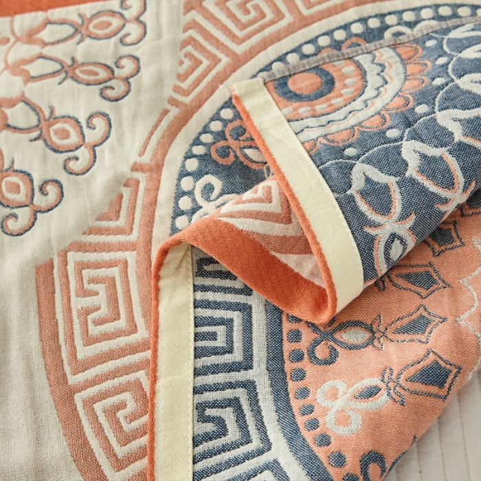 91家纺网 家纺一手货源 找家纺 朴尔家纺新款素雅系列四层纱布枕巾52*78cm 铃兰香-橘