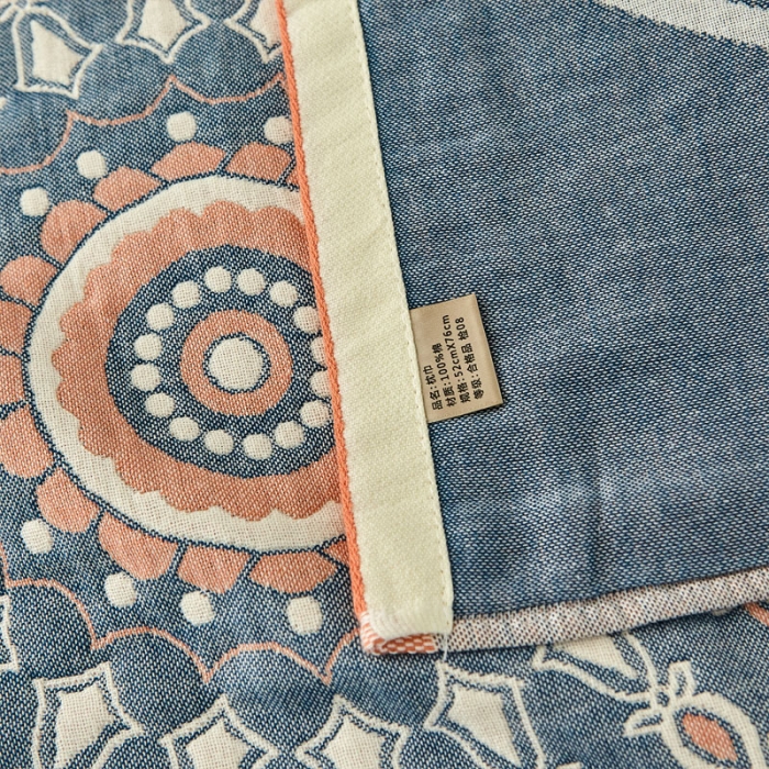 91家纺网 家纺一手货源 找家纺 朴尔家纺新款素雅系列四层纱布枕巾52*78cm 铃兰香-橘