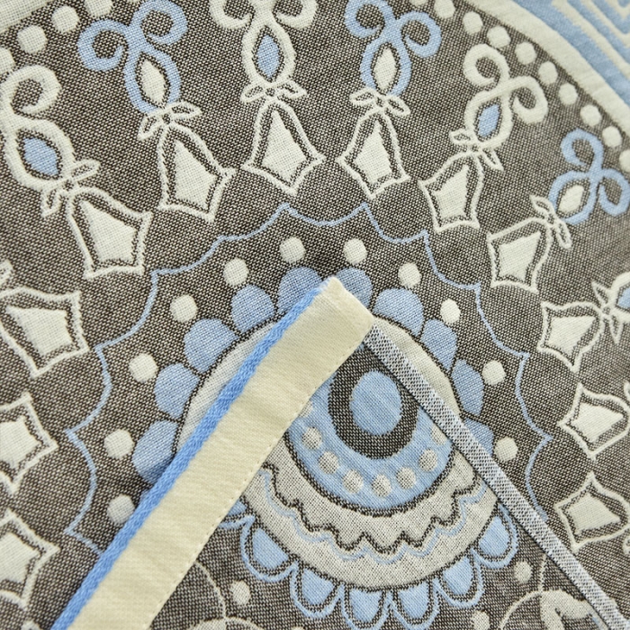 91家纺网 家纺一手货源 找家纺 朴尔家纺新款素雅系列四层纱布枕巾52*78cm 铃兰香-蓝