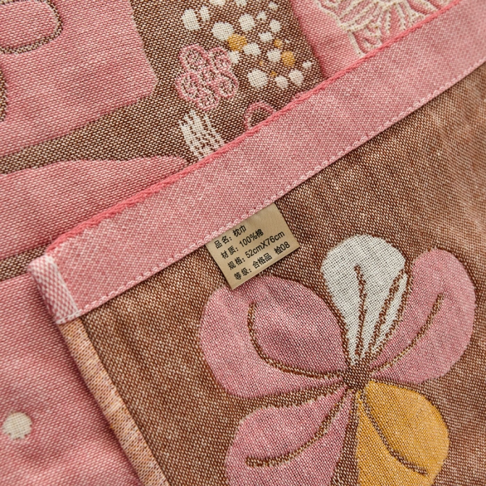 91家纺网 家纺一手货源 找家纺 朴尔家纺新款素雅系列四层纱布枕巾52*78cm 鹿鹿花开-红