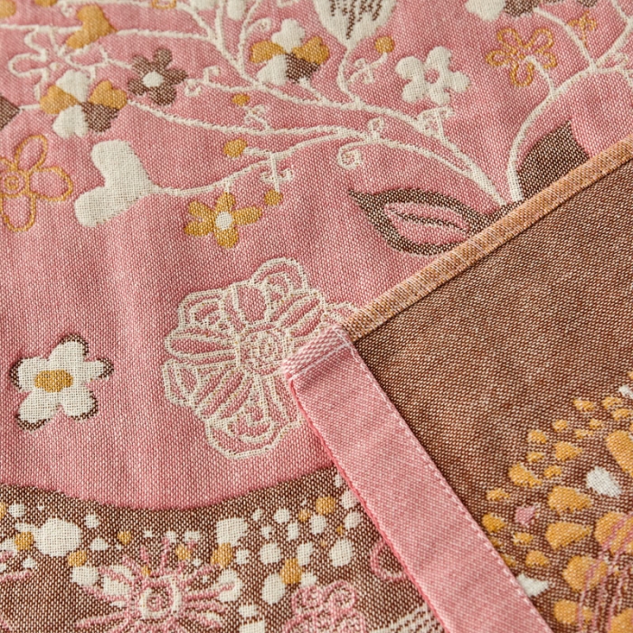 91家纺网 家纺一手货源 找家纺 朴尔家纺新款素雅系列四层纱布枕巾52*78cm 鹿鹿花开-红