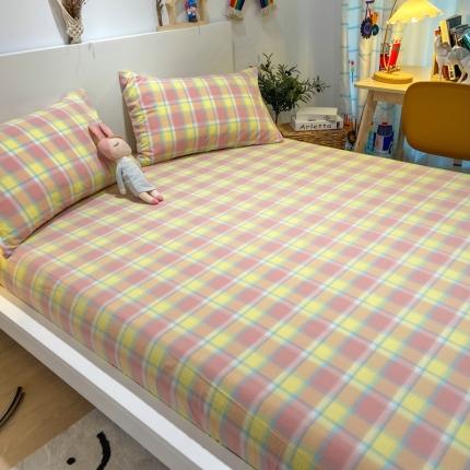 91家纺网 家纺一手货源 找家纺 （总）艾咪 新款全棉色织水洗棉单品床单+枕套两三件套学生宿舍