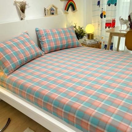 91家纺网 家纺一手货源 找家纺 （总）艾咪 新款全棉色织水洗棉单品床单+枕套两三件套学生宿舍