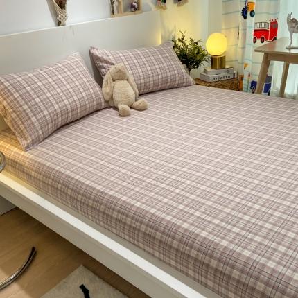 91家纺网 家纺一手货源 找家纺 （总）艾咪 新款全棉色织水洗棉单品床单+枕套两三件套学生宿舍